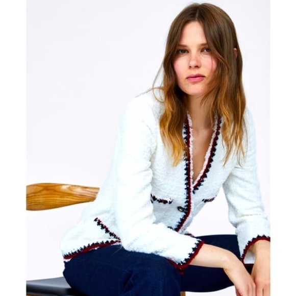 ZARA Tweed Boucle with Gem Blazer S - Picture 1 of 15